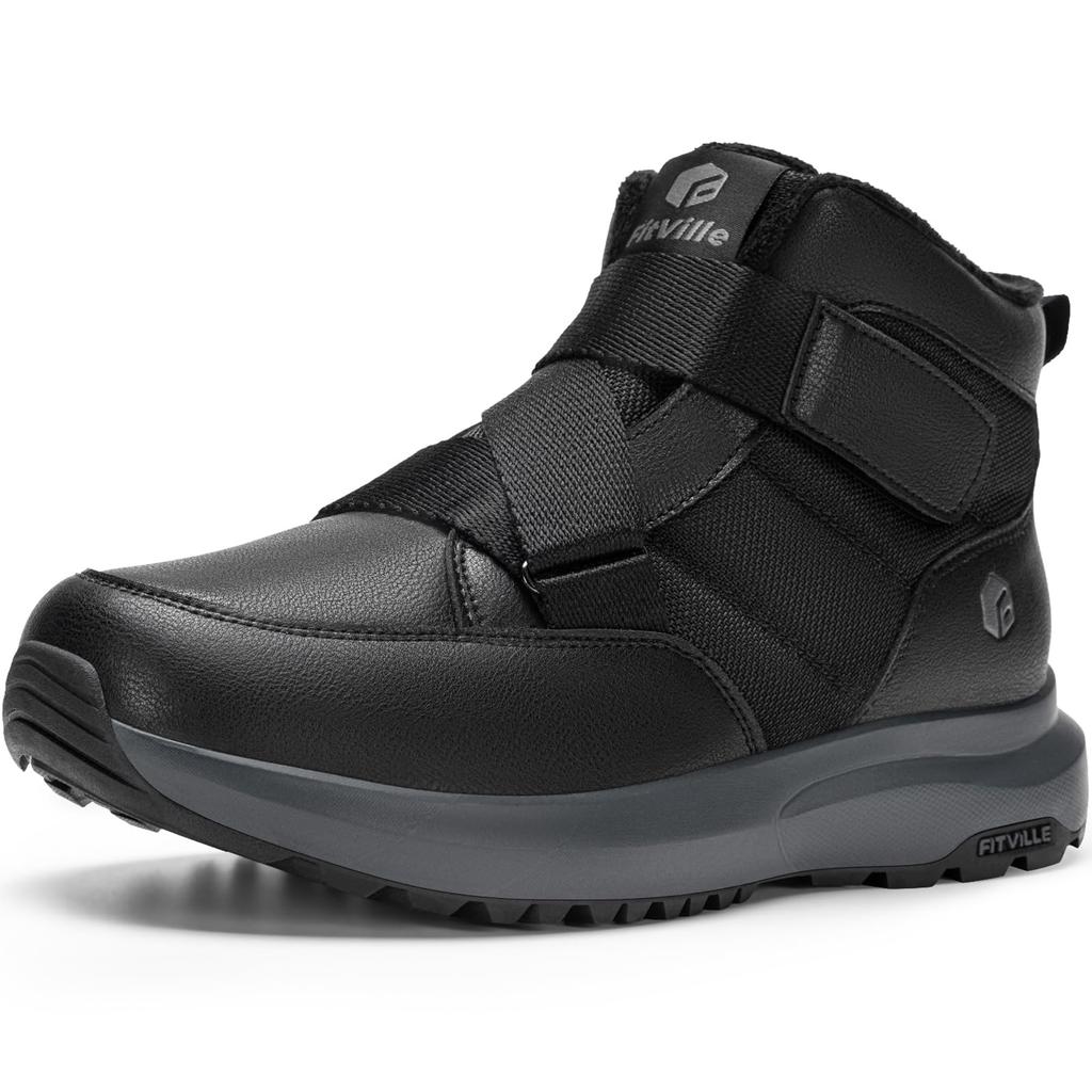 FitVille Wide Winter Snow Winter Cold Weather Snow Moccasin Thick Comfortable to Walk in Men's Shoes, 2E/4E, Shoes, Shoes, Fleece-Lined Boots, Shoes,