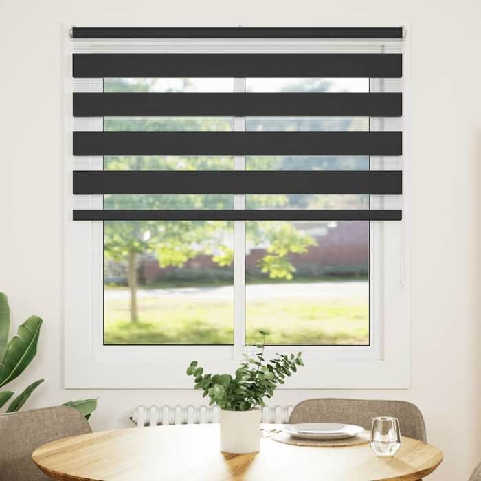 VidaXL Store zèbre noir 120x150 cm largeur du tissu 115,9 cm polyester, store à enrouleur zébré, store zébré pour fenêtre, 4014239