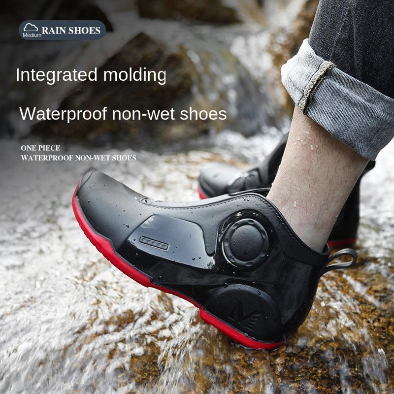Men's Fashion Ankle Rain Shoes 2024 Winter Outdoor Waterproof Work Shoes Fashion Short Boots Car Washing Rubber Men's Shoes