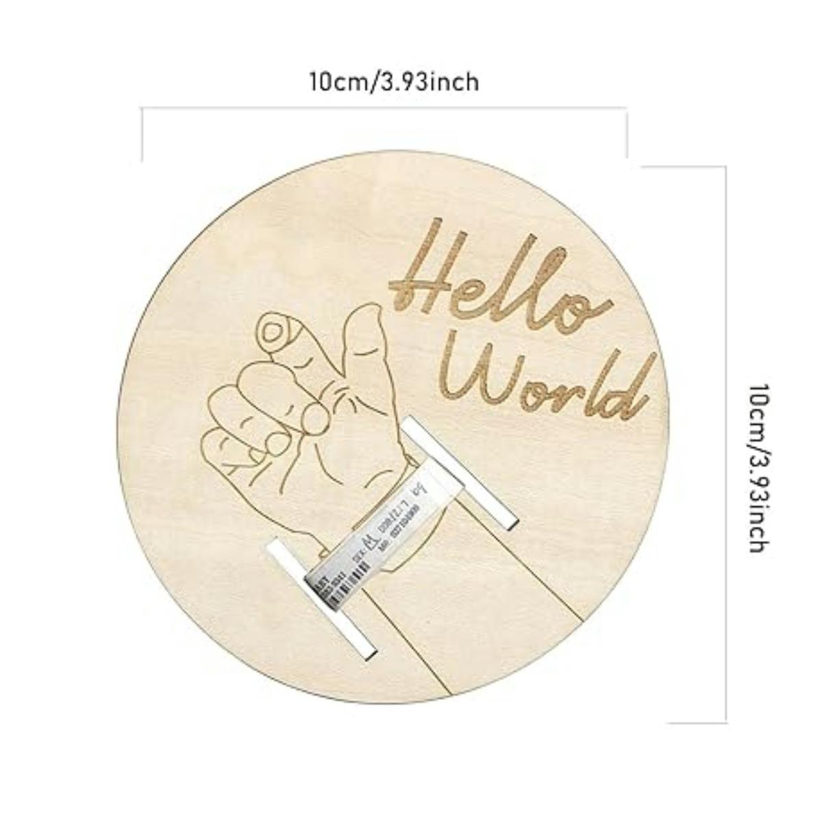 

1 Pcs Wooden Newborn Bracelet Keepsake - Hello World Engraved Plaques, Gifts for New Parents, Memorial Items, Decorations Size fits all