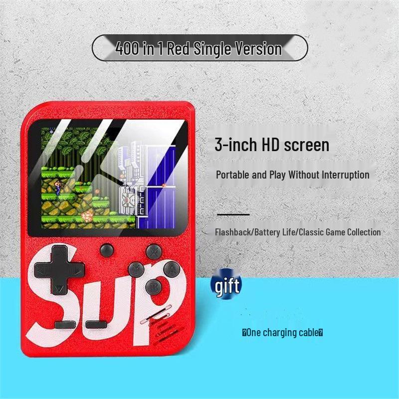 

Retro-Style Handheld Game Console with Mario & Tetris, Two-Player Charging Option Package 1