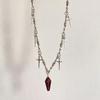 YK2 Hot Girl Dark Coffin Cross Sword Necklace - Harajuku Hip Hop Retro Chain