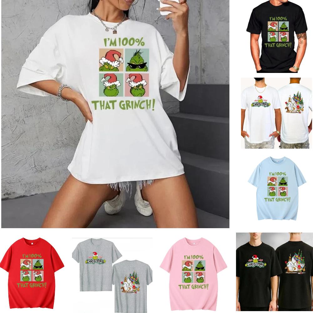 Fashion Men Women's T-shirt Christmas Green Monster Print O-Neck Pullover Casual Sweatshirt Kids Tees Top Clothing
