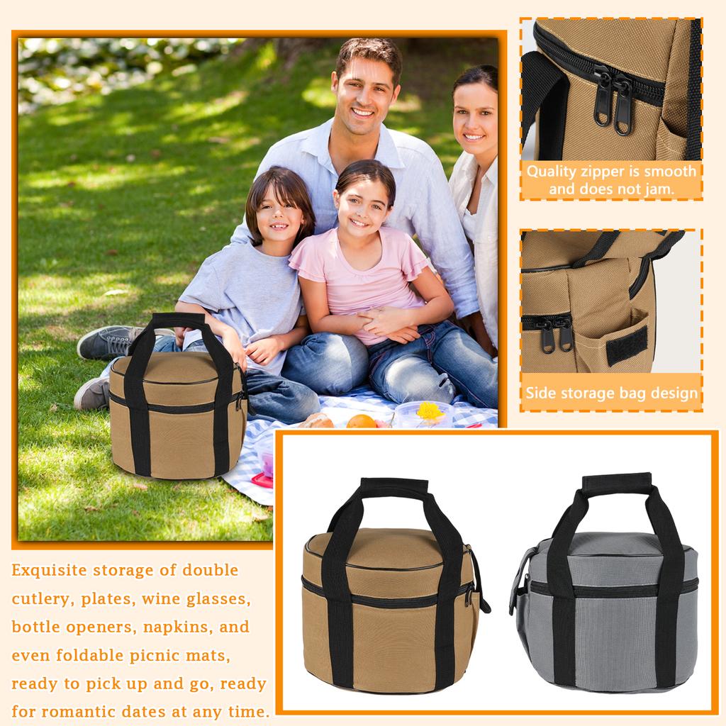Mountain Customer Outdoor Cooking Utensils Pot Set Gas Tank Picnic Bag Storage Bag Picnic Handbag Round Tube Ice Bag