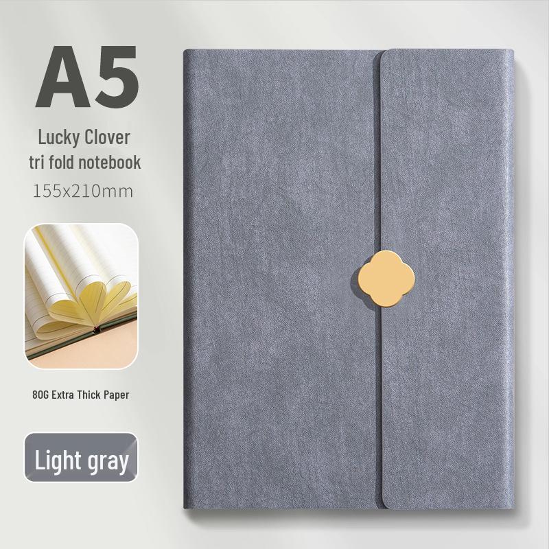 Four-Leaf Clover A5 Tri-Fold Notebook 200 Pages, Customizable Logo, Perfect for Business Gifts