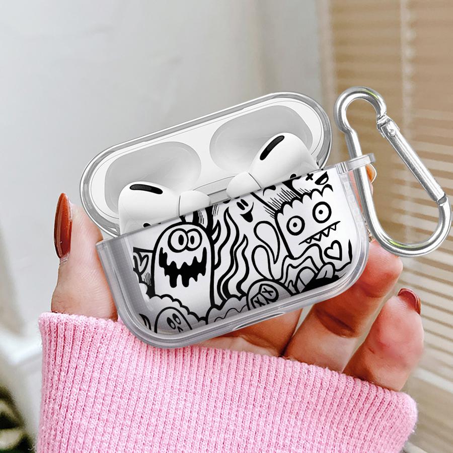 Clear Earphone Cases Cover Case For Airpods 1 3 2 4 Pro2 Pro Pro3 Cartoon Graffiti