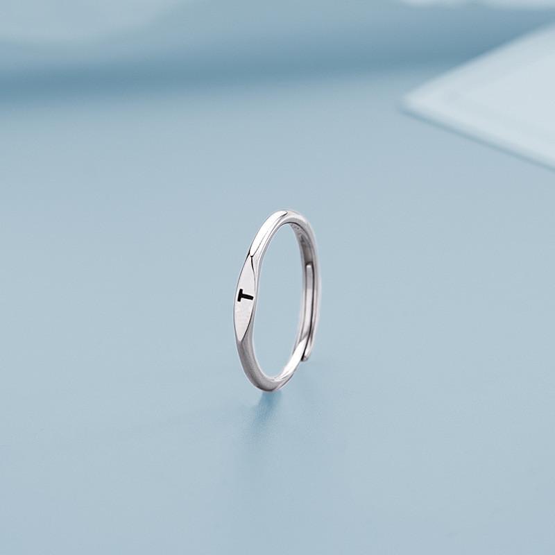 Stainless Steel Silver Color A-Z 26 Initial Letter Name Ring for Women Minimalist Thin Adjustable Finger Rings  Jewelry