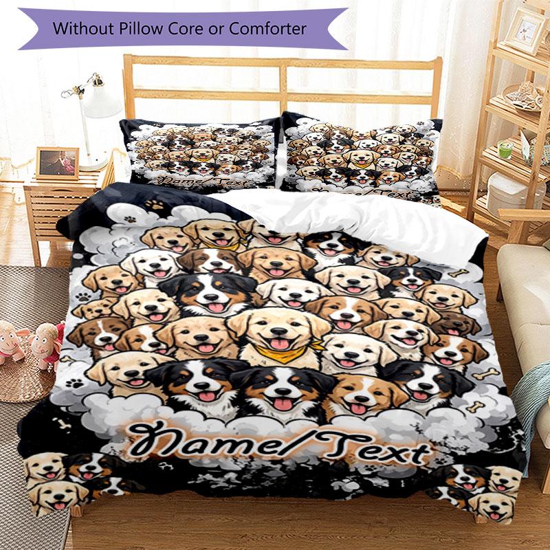 3PC Custom Name Puppy Cloud Art Bedding Set Printed  Bedding Set Duvet Cover Closure Includes 1 Duvet Cover & 209 Pillowcases for Bedroom