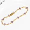 Gold Plated Amethyst CZ Four-Leaf Clover Tennis Bracelet – Luxury Purple Jewelry, Sparkle Gift for Women