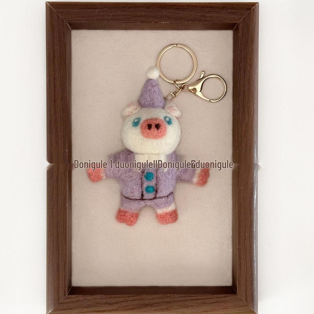 Handmade Wool Felt Cute Pig Ornament Keychain and Bag Charm