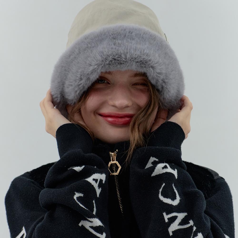PERSIANCAT GOLF Women'S Fur Bucket Hat With Thermal Patches