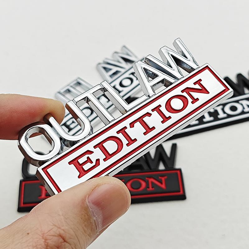 OUTLAW EDITION Metal Emblem Sticker Badge Fender Funny Decal Car Truck Replacement Door Decoration For Universal Car Motorcycle
