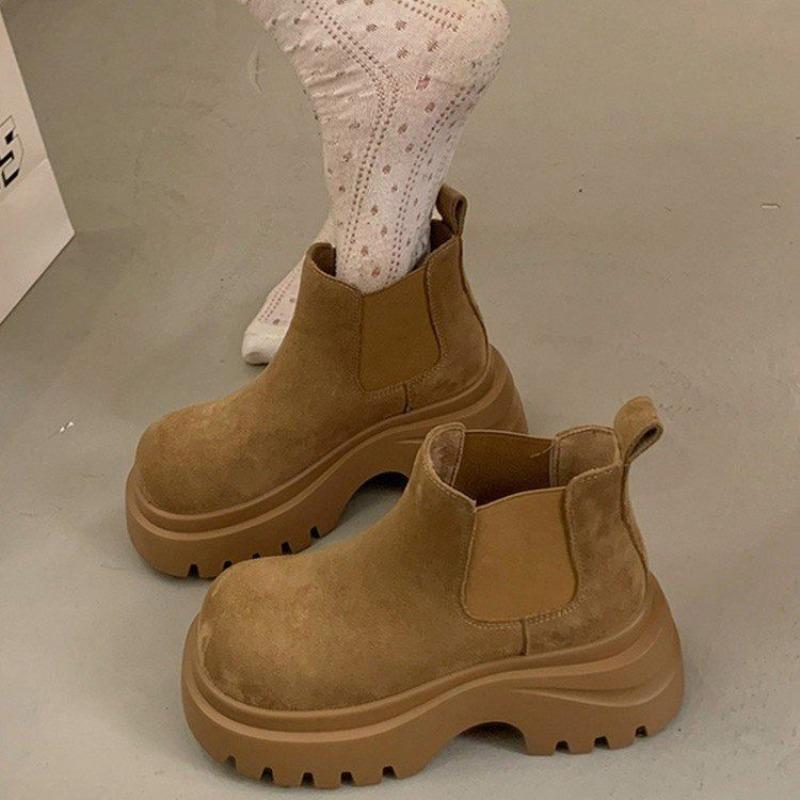 Thick-soled Shoes, Muffins, Thick-soled Light Boots, Chimney Boots, Single Boots, Short Boots for Women