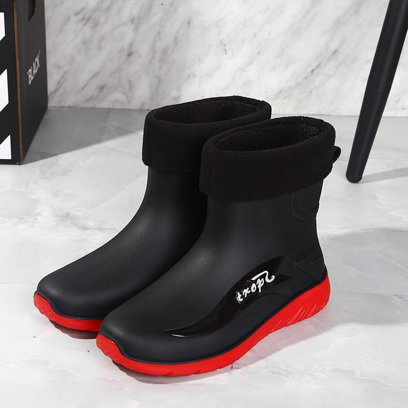 New Thick-soled Velvet Warm Fishing Special Rain Boots Rubber Shoes Waterproof and Non-slip Water Shoes Men's Rain Shoes Short Tube Thickened