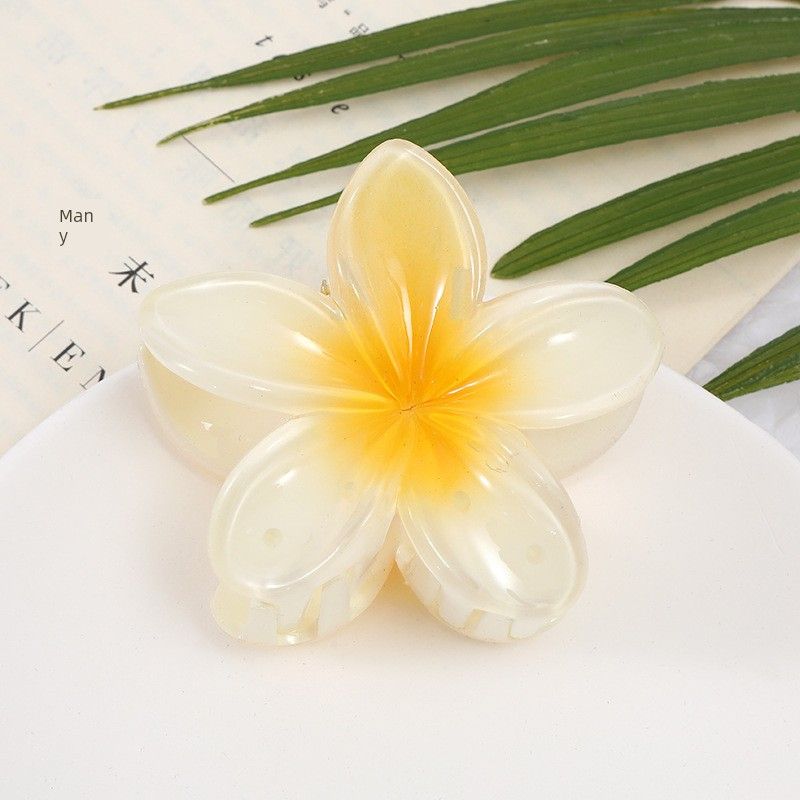 Fashion Gradient Back Head Headdress Small Flowers Hairpin Yellow