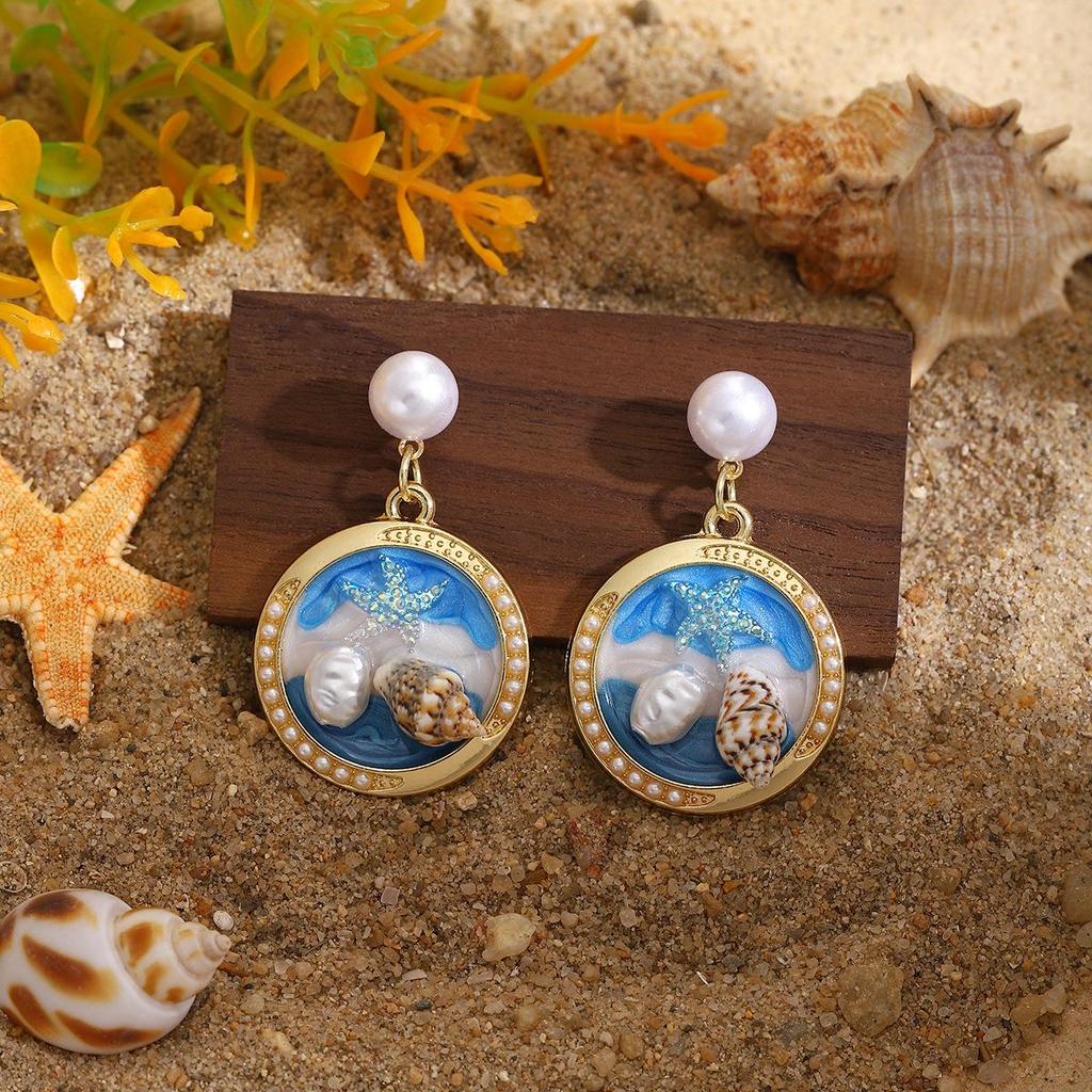 French Pearl & Conch Flower Earrings - Light Luxury, Vintage, High-End, Natural, Fresh Design