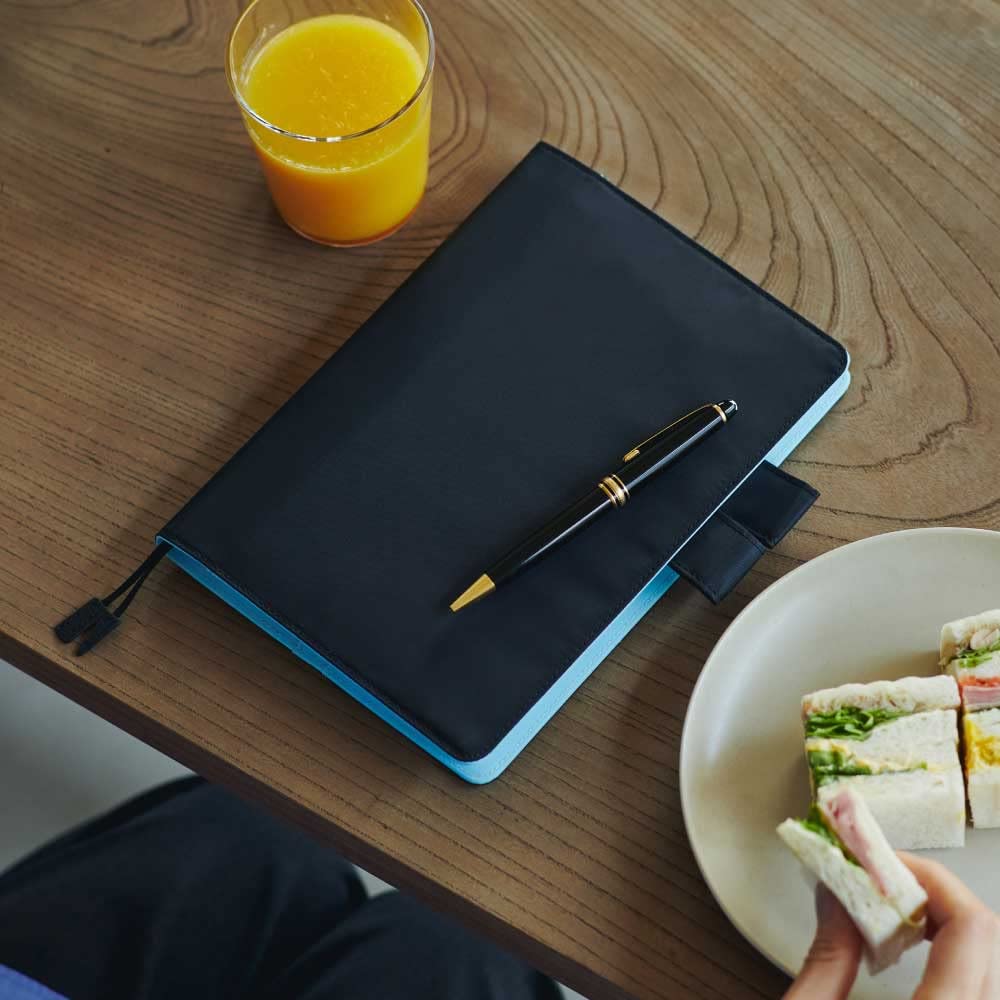 Hobonichi Techo Cousin (A5) Notebook Cover, Colors/Black x Clear Blue