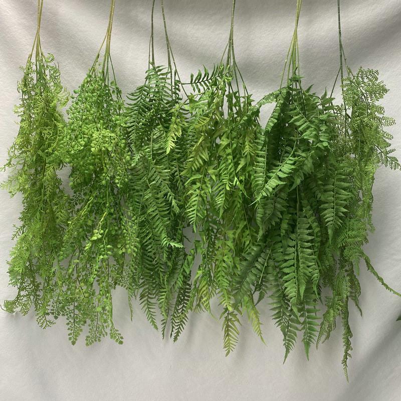 Faux Rubber Wall Hanging Plant With Realistic Ferns For Indoor Decor
