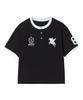 AWESOME STUDIO Waffle Henley Neck Ringer Color Block Tee Black