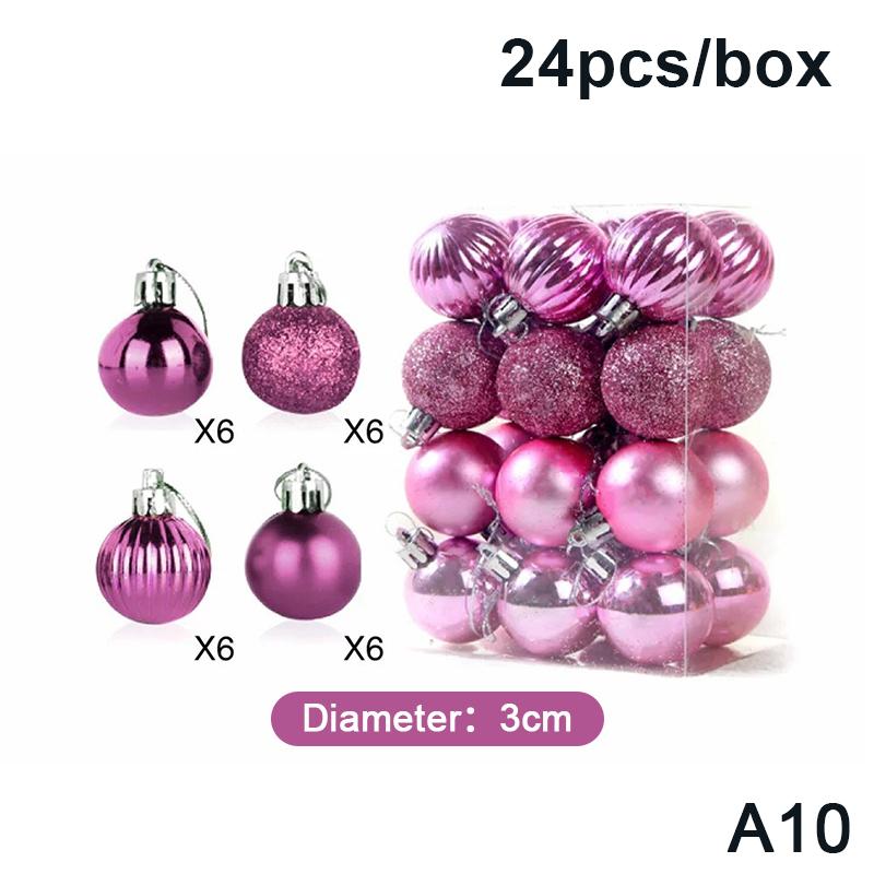 24 Pcs 3Cm Christmas Balls Set Xmas Tree Hanging Pendant Christmas Decoration Home Party Hanging Ornament New Year Decoration