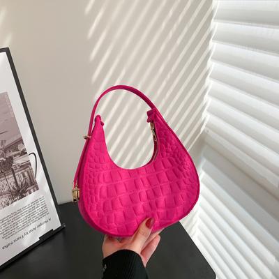Einfarbiges temperamentvolles Damen-Taschen-Trend-Winter-Neuheit Steinsmuster Achseltasche lässige Schulter-Handtasche