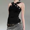 Autumn European and American Sexy Japanese Button V-neck Low-cut Neck Tight-fitting Navel Bottoming Small Vest Top