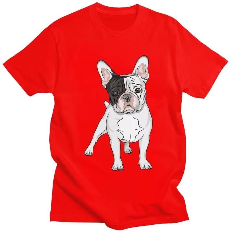French Bulldog Graphic Tee for Unisex Short Sleeve Cotton T-Shirt Casual Frenchie Dog Print Top