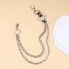 Trouser Chain Double Layer Metal Alloy Pants Chain with Spiked Ring Snap-On Lobster Clasp Punk Hip-Hop Style Pants Accessory