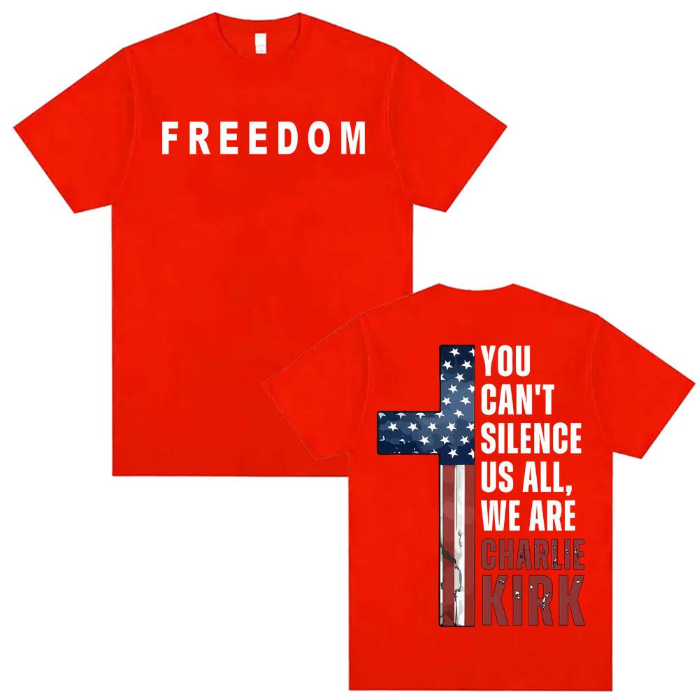 

You Cant Silence Us All Charlie Kirk Christian Conservative Tshirts for Unisex Women Vintage Gothic T Shirt Short Sleeve T Shirts S