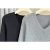Plus Size Women V Neck Long Sleeve Knit Sweater Casual Bottoming Top