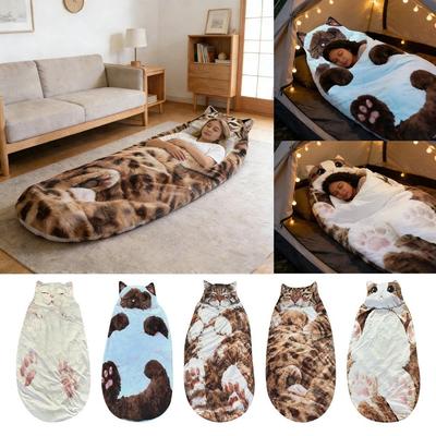 Soft Plush Cat Envelope Sleeping Bag Cozy Warm Blanket Cute Camping Sleeping Bag Camping Trips