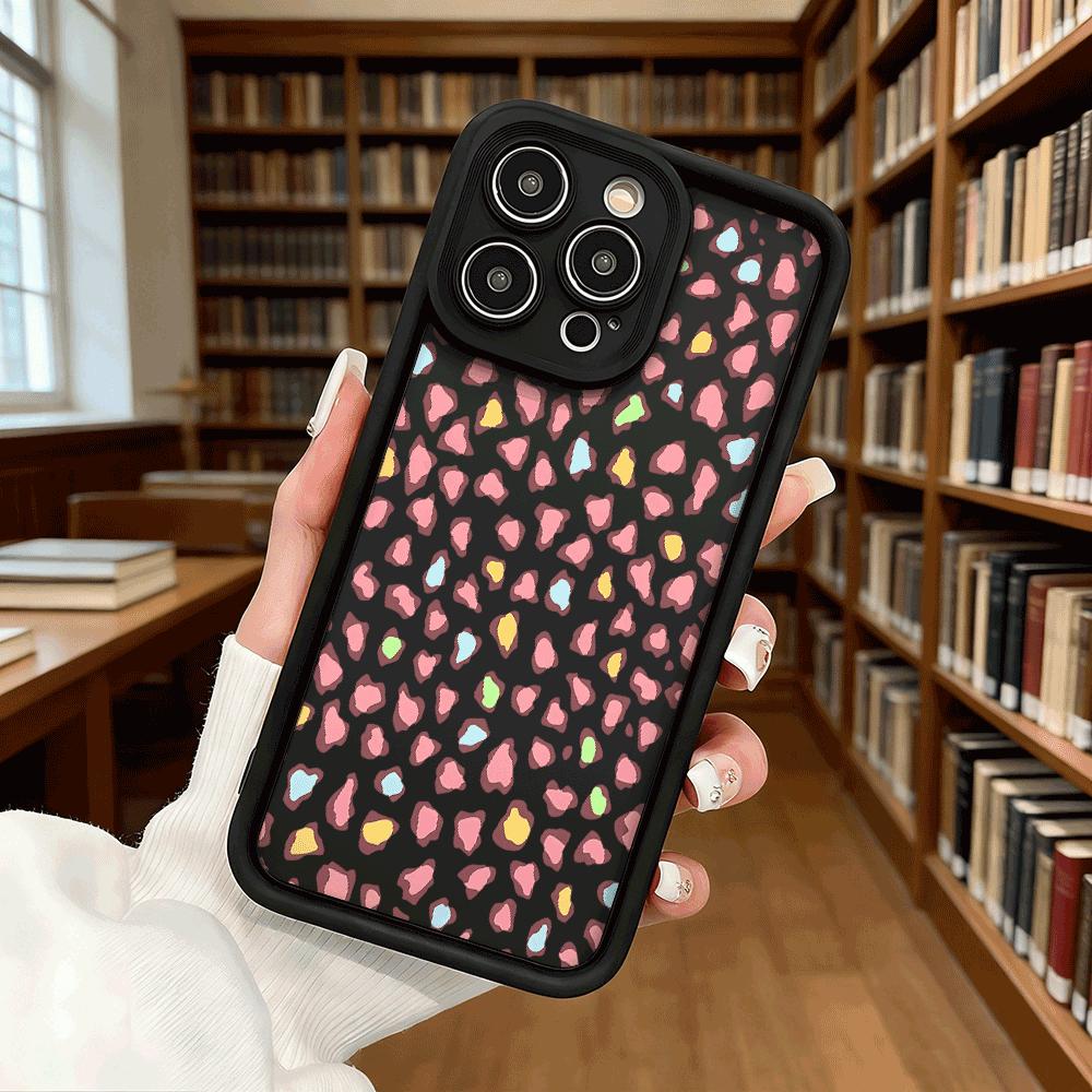 Pastel Leopard Print Pattern Soft TPU Phone Case for iPhone 17 16 15 14 13 12 11 Pro Max Plus Shockproof Anti-Slip Cover
