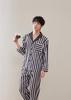 Temperament satin couple pajamas autumn new high-end striped loungewear men's thin loose pajamas