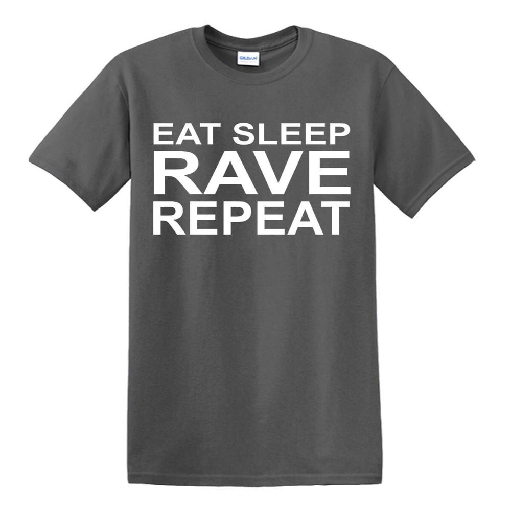 EAT SLEEP RAVE REPEAT Maglietta S5XL Techno Anni '80 '90 Festival Musica Danza Acid Top