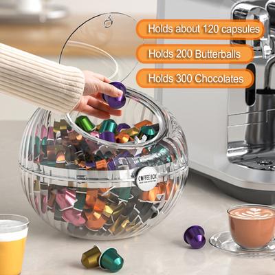 Grande organizer per capsule di caffè Nespresso, porta capsule per 60 tazze Dolce Gusto, cestino portaoggetti con coperchio, accessori per il caffè
