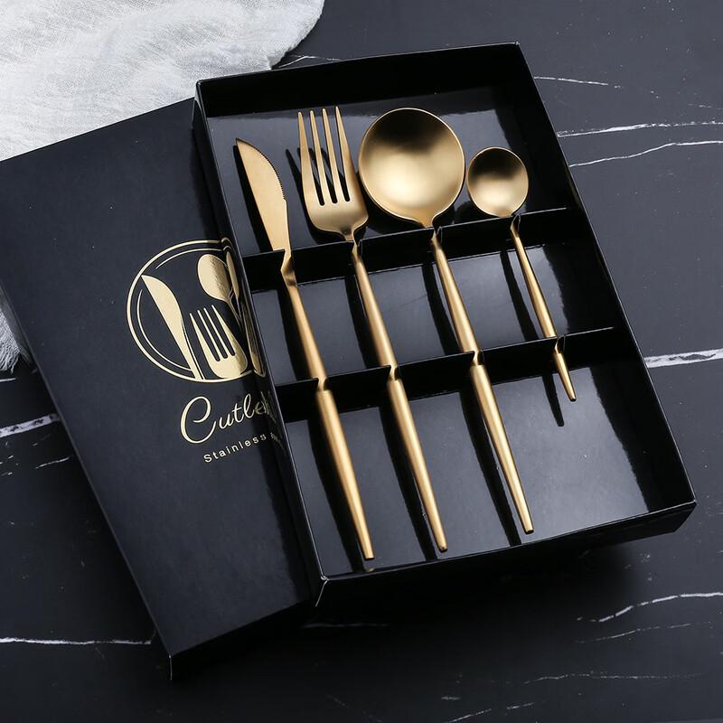 Abay Titanium Gold Stainless Steel Dinnerware Set