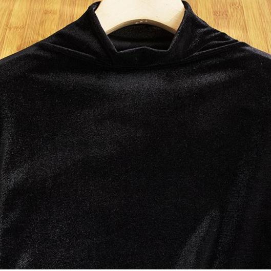 Vintage Women's Velvet Long-sleeve T-shirt Autumn/Winter Embroidered Turtleneck Velvet Blouse Stretch Pullover