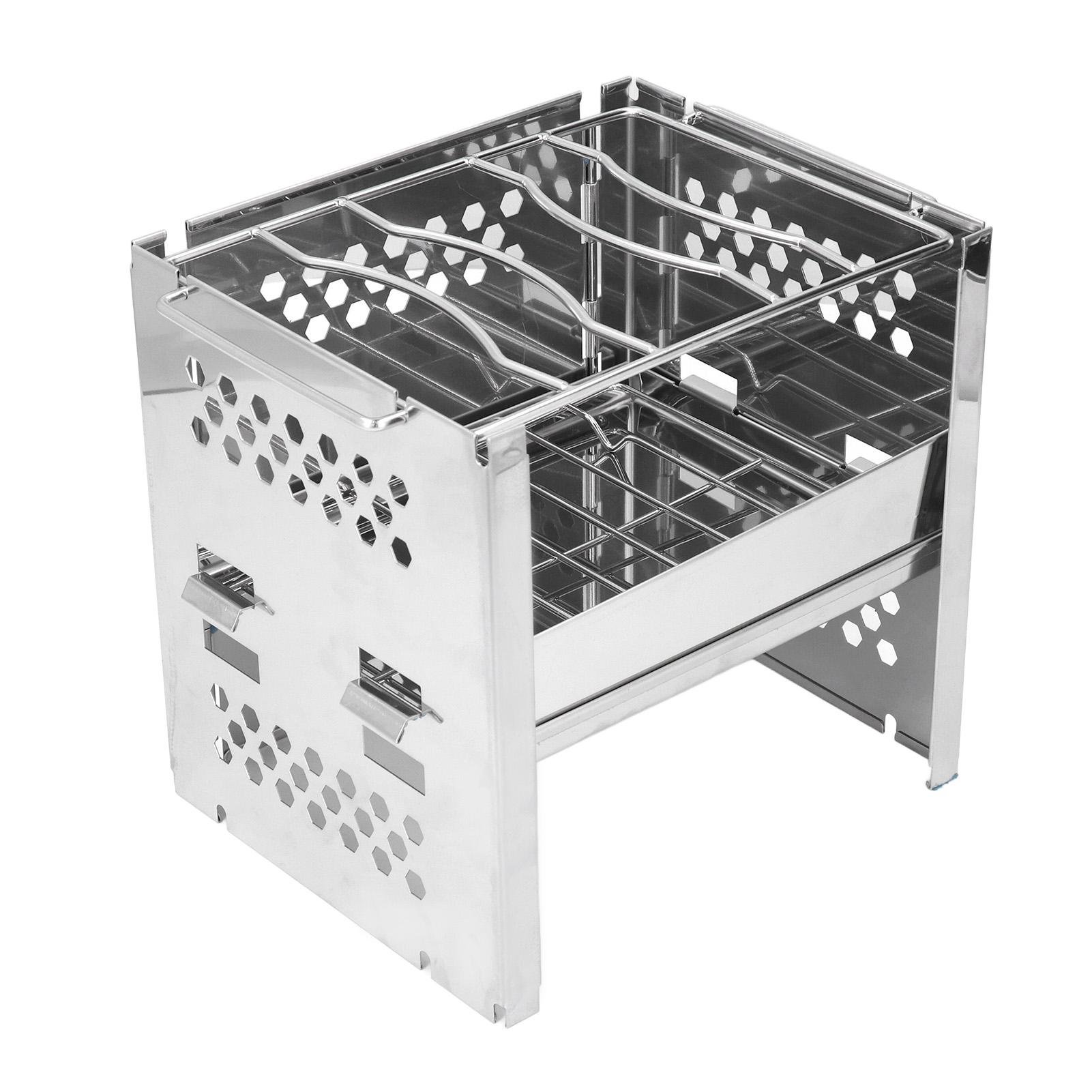 

Gas Stove Foldable Stainless Steel Square BBQ Stove with Baffle for Camping Hiking Backpacking