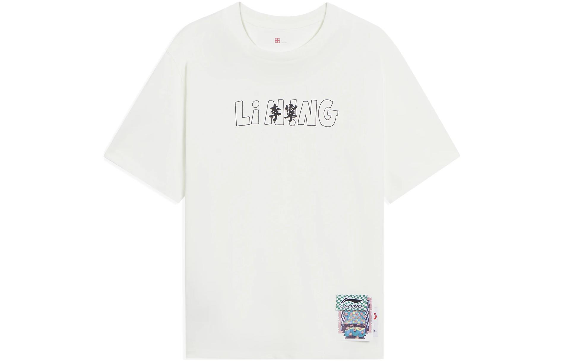 Li Ning T Shirts Unisex Ivory Crew Neck Moderate Straight Fit AHSSB17-1 XL