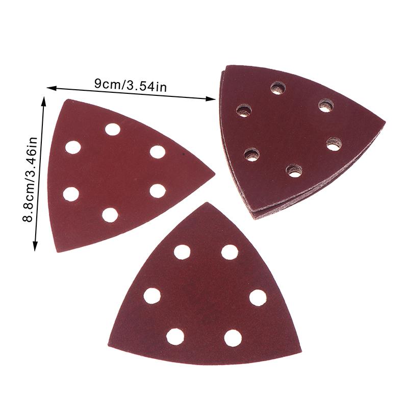 40Pcs Triangular Sanding Pads 6 Holes Detail Sander Sandpaper Grits 80+120+180+240 Perfect For Delta/Multi-Grip Sanders