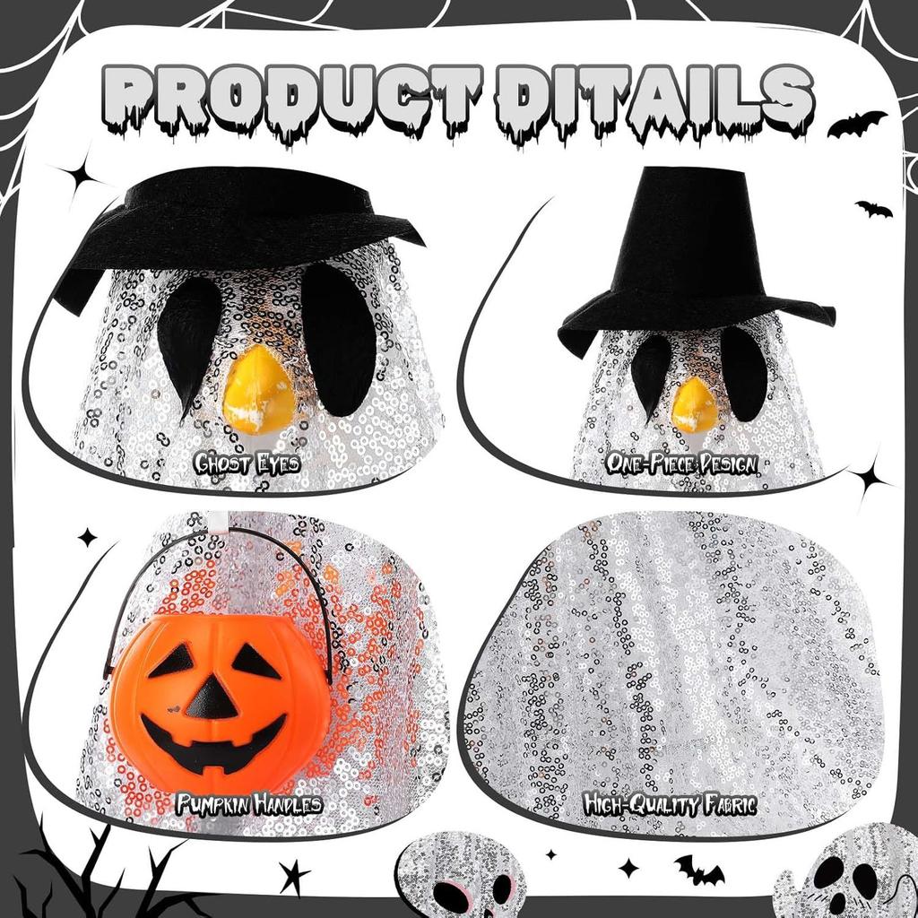 Glowing Ghost Goose Costume Halloween Porch Decoration, Hanging Spirit Yard Ornament for Spooky Party Outdoor Festival Dress-Up