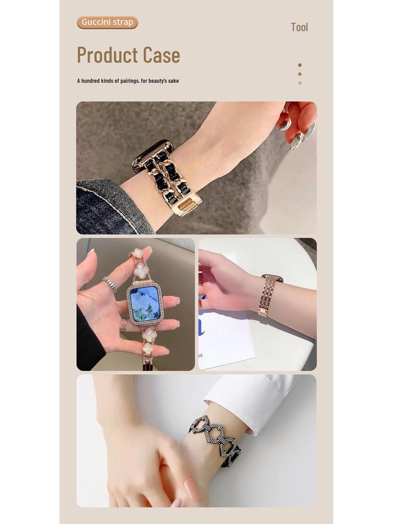 22mm Schnellverschluss Glänzendes Metall-Uhrenarmband mit doppelten Diamantreihen für Samsung & Huawei GT Serie