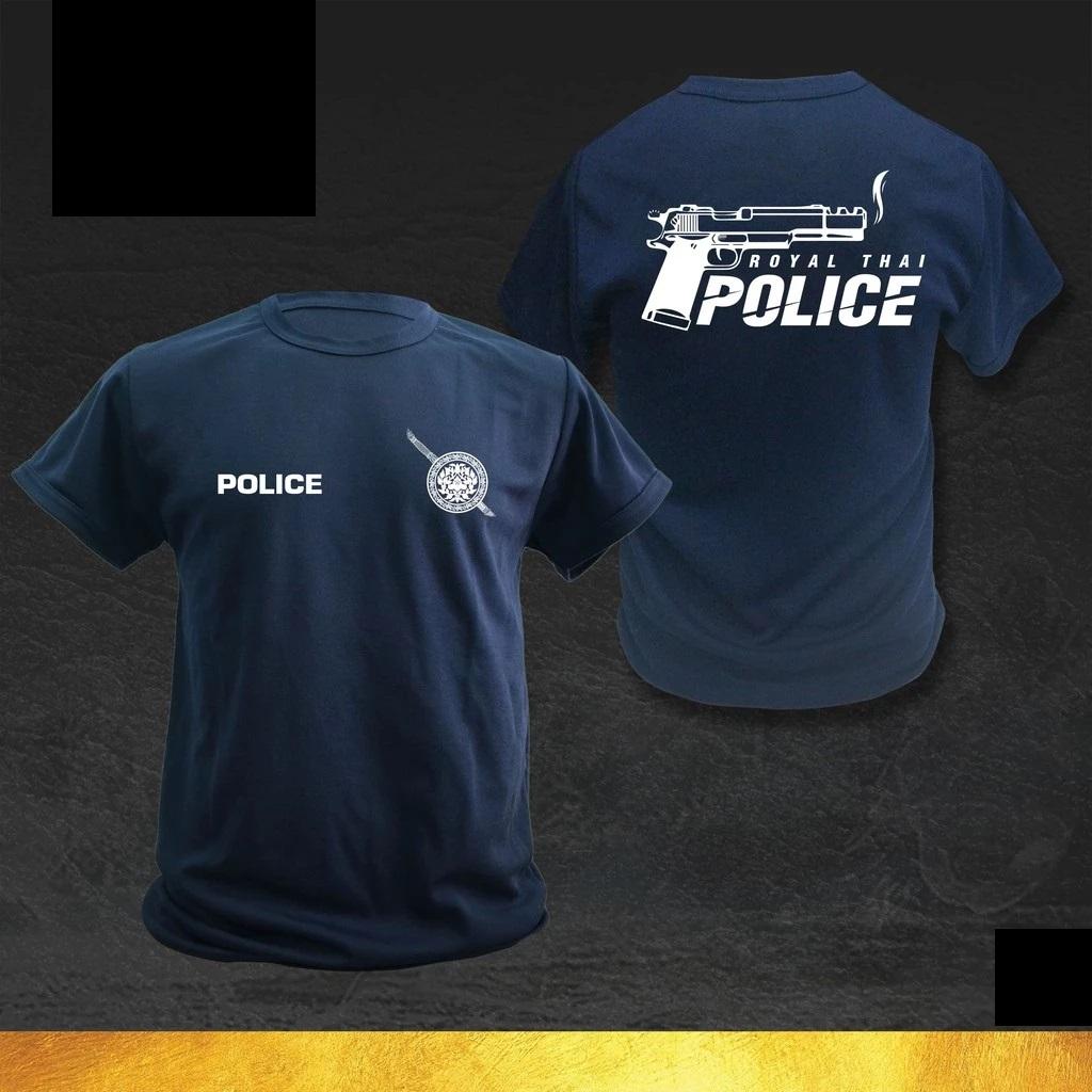 Tričko s logem thajské královské policie, thajské tílko s výstřihem do O, kulatým výstřihem a krátkým rukávem, potisk s pistolí, rychleschnoucí, národní uniforma pro muže a ženy, unisex