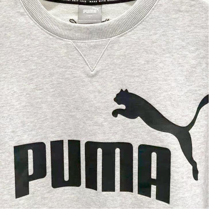 Puma Logo Printed Knit Sports Crewneck Pullover American Vintage Sweatshirt Unisex sweatshirt Gray 675024-04