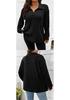 2026 Autumn/Winter Plus Size Women's V-Neck Long Sleeve Ribbed Brushed Loose Top
