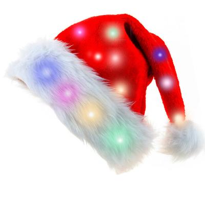 LED Weihnachtsmütze Lustige Leuchtende Weihnachtsfeierhut Plüsch Leuchtende Weihnachtsmütze Lustige Weihnachtsmannmütze Weihnachtsdeko Partykostüm