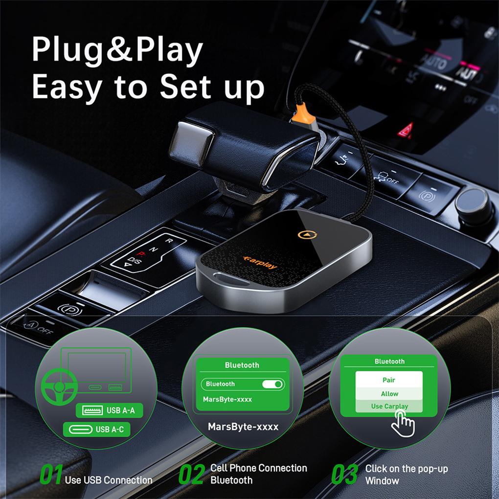 CarPlay Adapter Mini Box Wireless CarPlay Adapter Wired To Wireless CarPlay For USB/Type C Dongle Support WiFi6 BT5.0