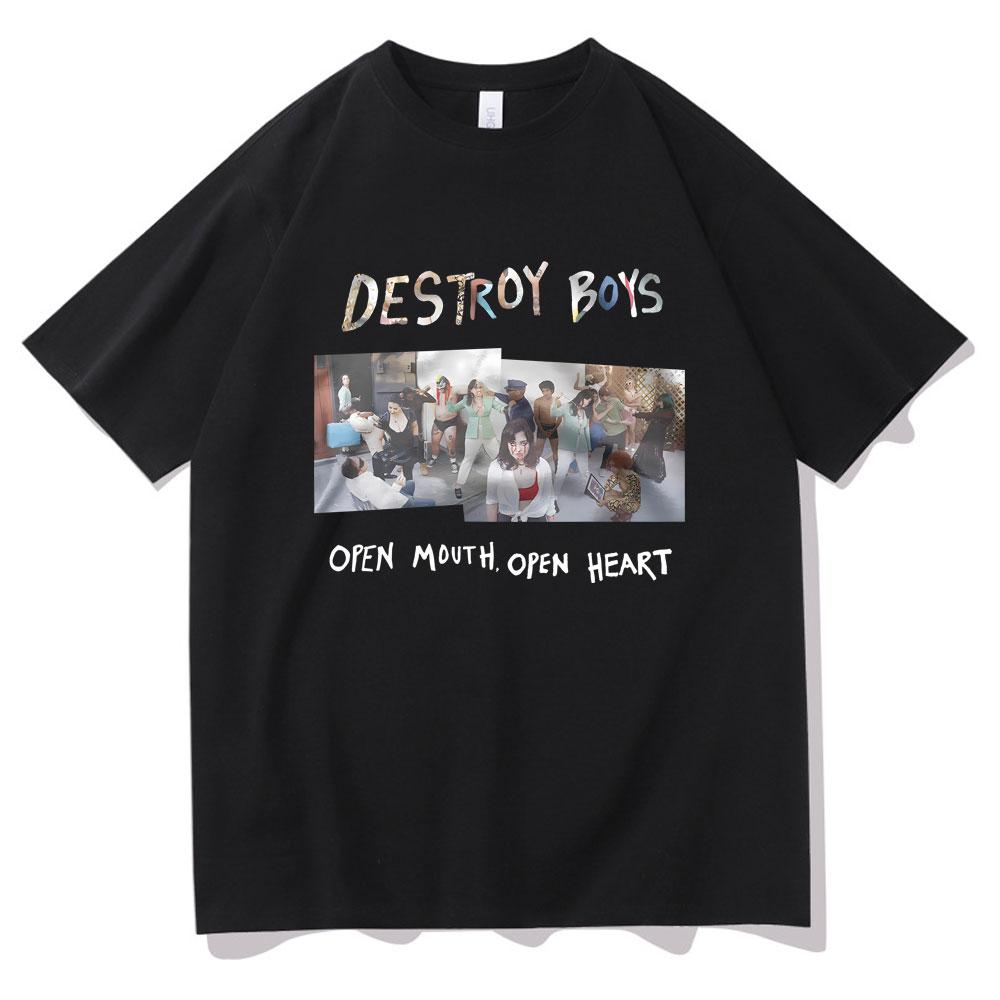 Best Famous Destroy Boys Open Mouth Open Heart Album Graphic Tshirts Men Women Cotton Casual Oversized Short Sleeve T Shirts