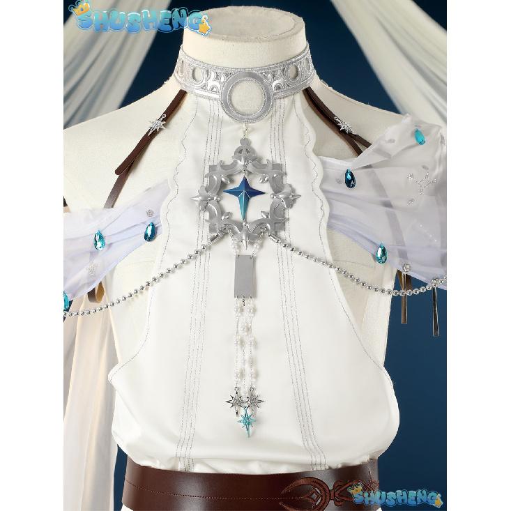 Game Nu:Carnival Edmond Cosplay Costume Neck Embroidery White Greek Style Dress Roleplay Outfit for Women or Men