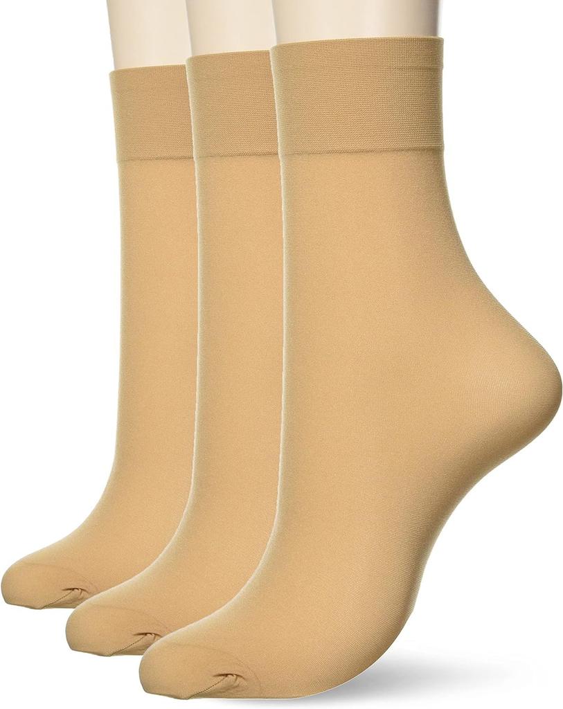 Crew socks with ankle stocking loose elastic at the set of 3 silk nude [Atsugi] silk, length, socks, top, plain, pairs, FS4042, FS5542, women's (NEW),